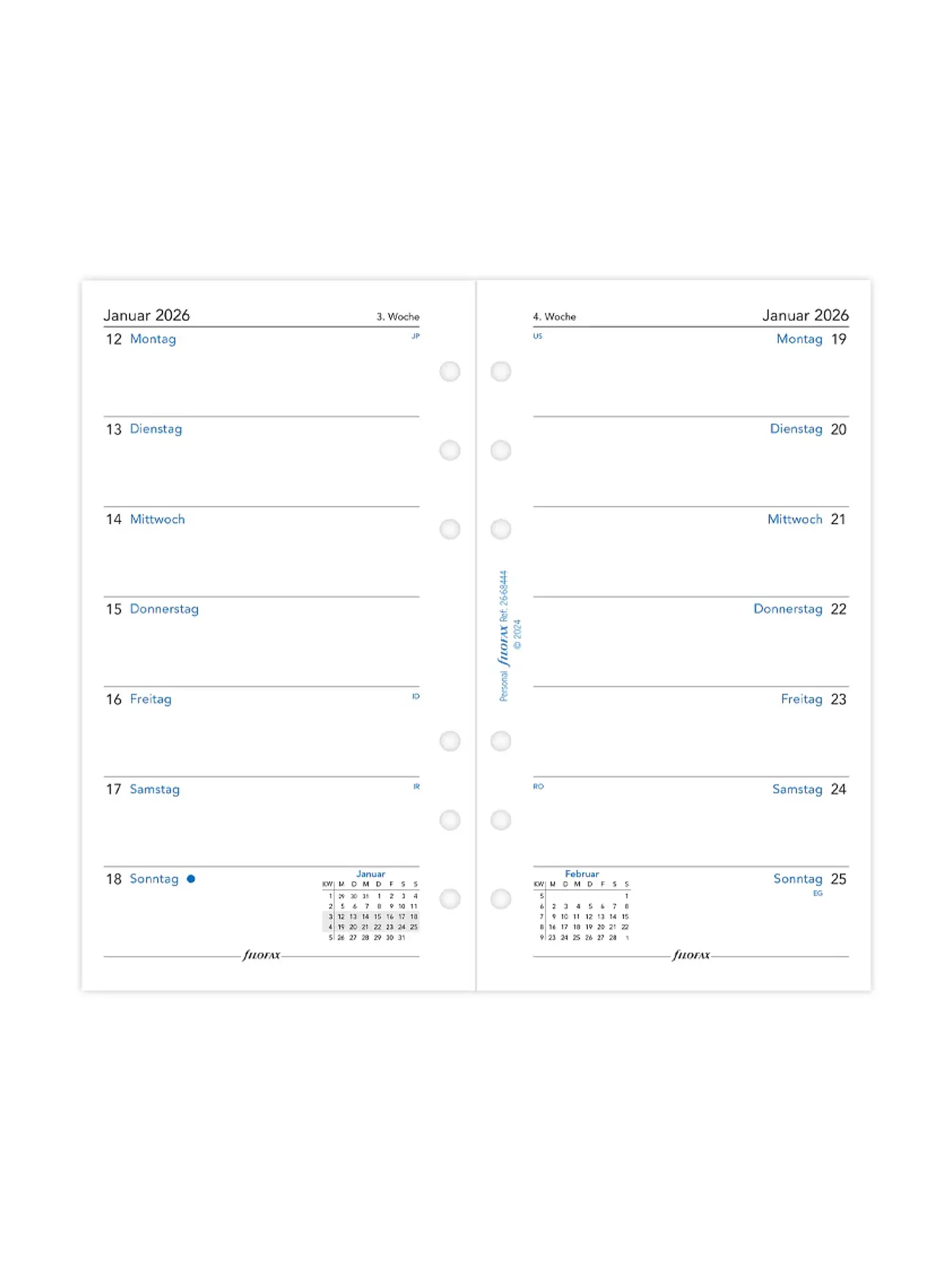 FILOFAX | Kalendereinlage Woche Deutsch Personal 2026 | 